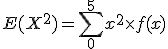 E(X^2)=\sum_0^5x^2\times f(x)